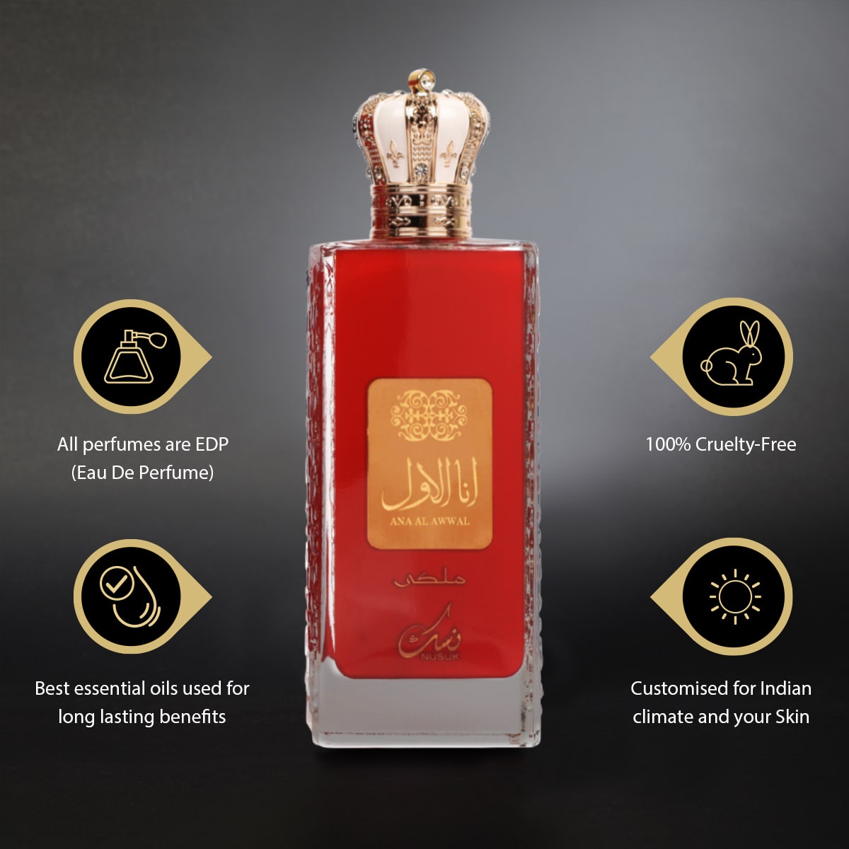 Nusuk Ana Al Awwal Red Malaki 100ml Saffron Floral Perfume