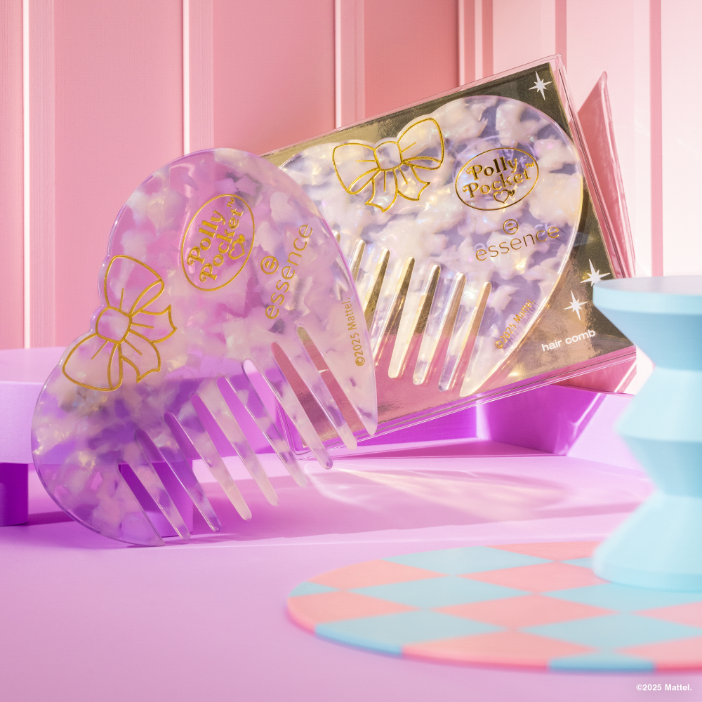 essence Polly Pocket Wide-Tooth Heart Comb Gentle Detangling Compact Travel