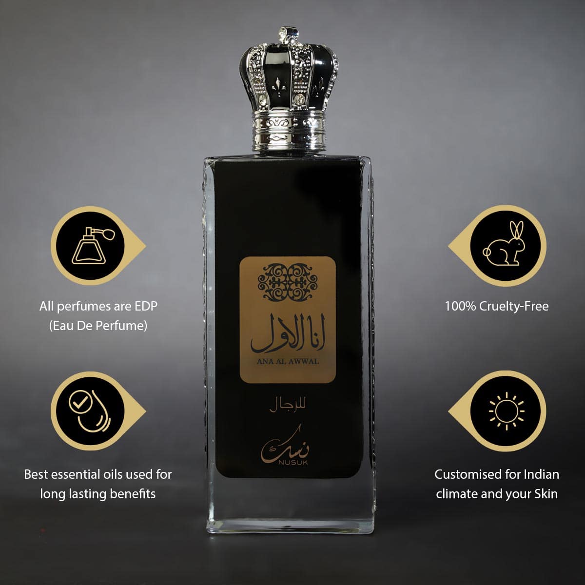 Nusuk Ana Al Awwa Men Silver Woody Leather Fragrance 100ml