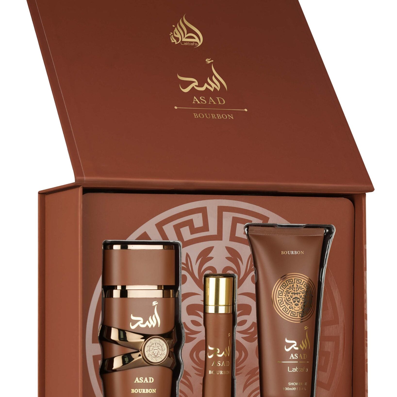 Lattafa Gift Set – Asad Bourbon 100Ml – 12Ml – Shower Gel | 36LA0147
