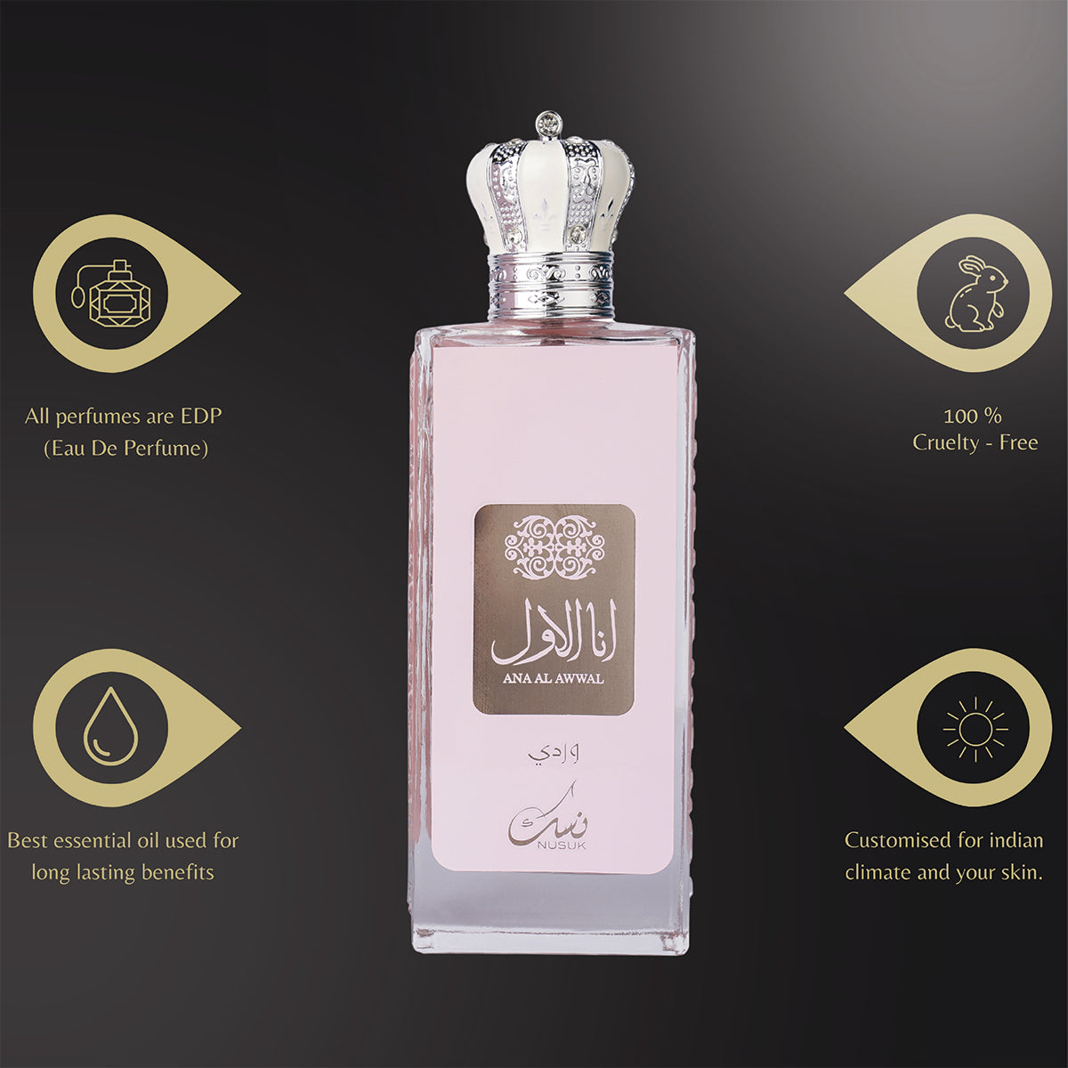 Nusuk Ana Al Awwal Wardi Pink 50ml Turkish Rose Perfume