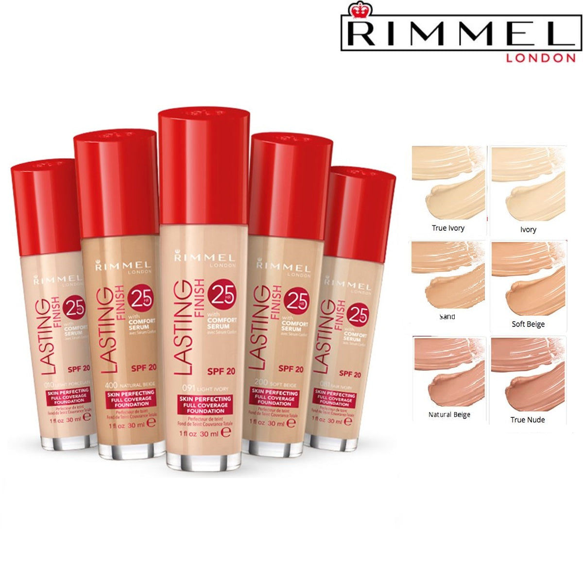Rimmel Lasting Finish Foundation SPF 20: 30ml Flawless Long-Wear Complexion