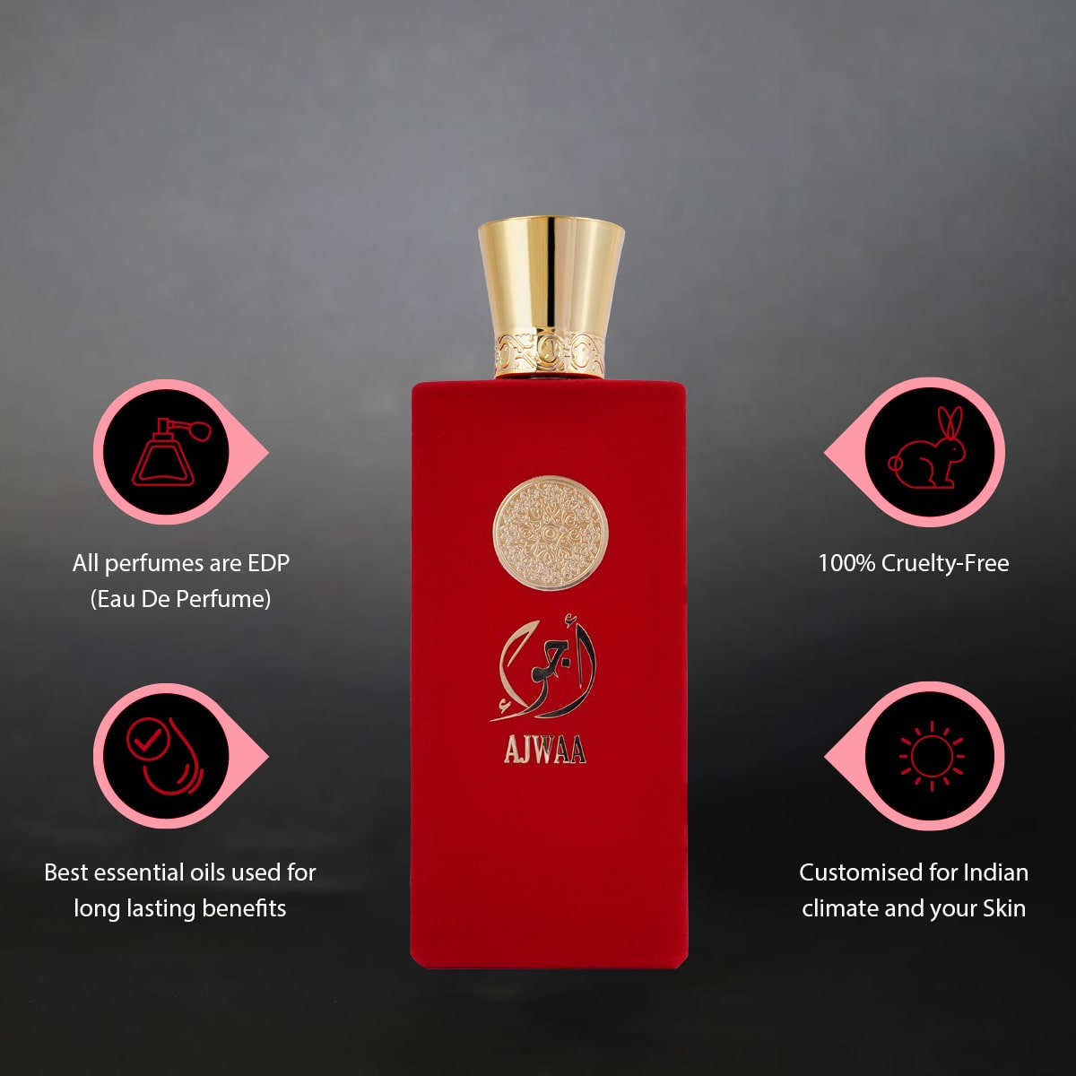 Nusuk Ajwaa Murakaz Concentrated Red Intense Floral Woody Perfume
