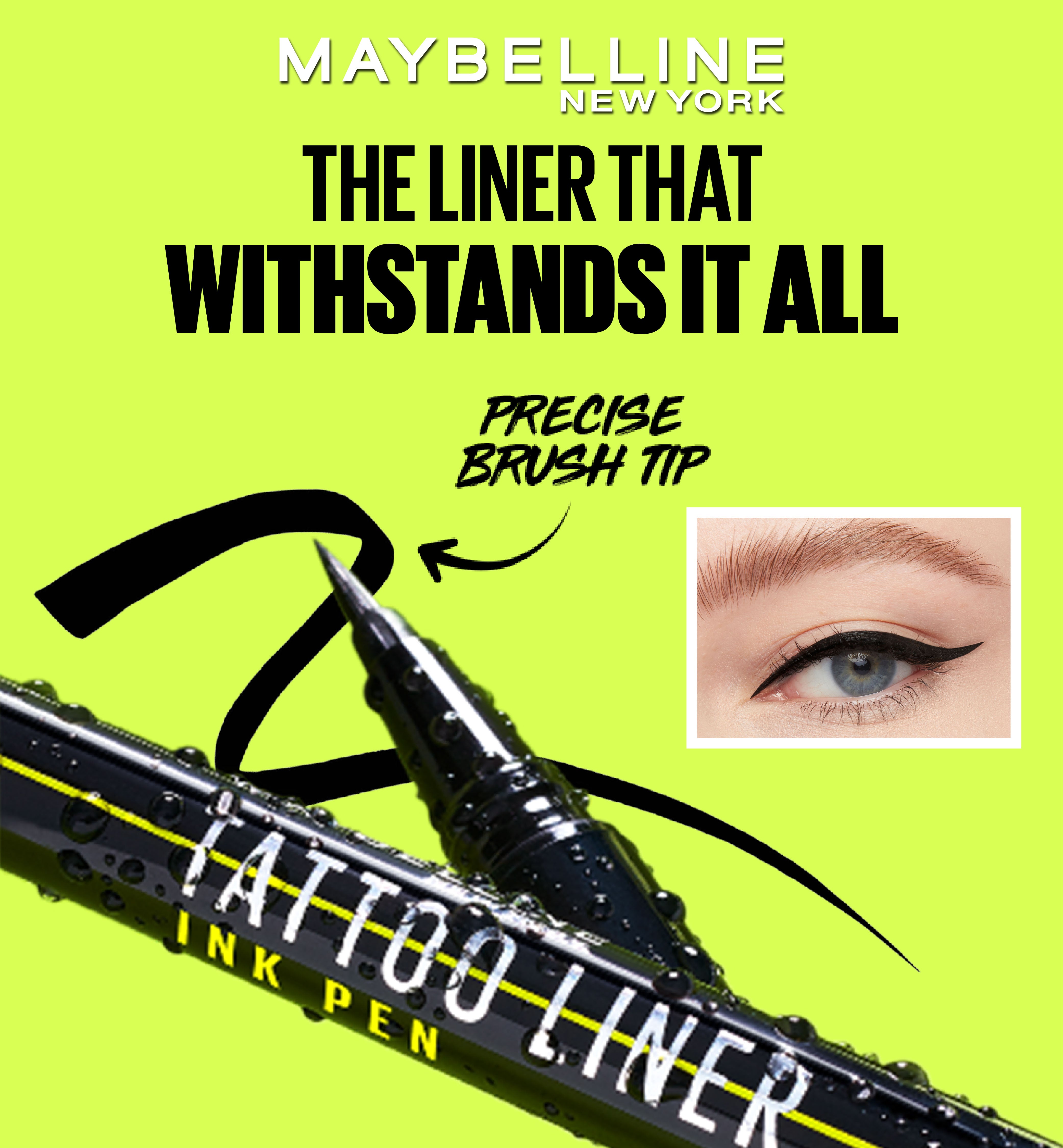 Maybelline Black Tattoo Liner Ink Pen, Waterproof Precision Eyeliner